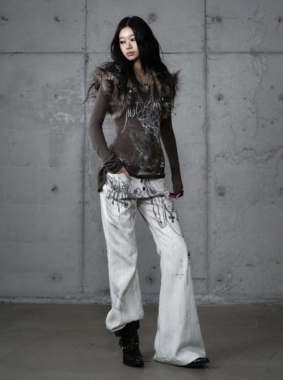 Chain Print Wide-leg  Jeans NOR0195