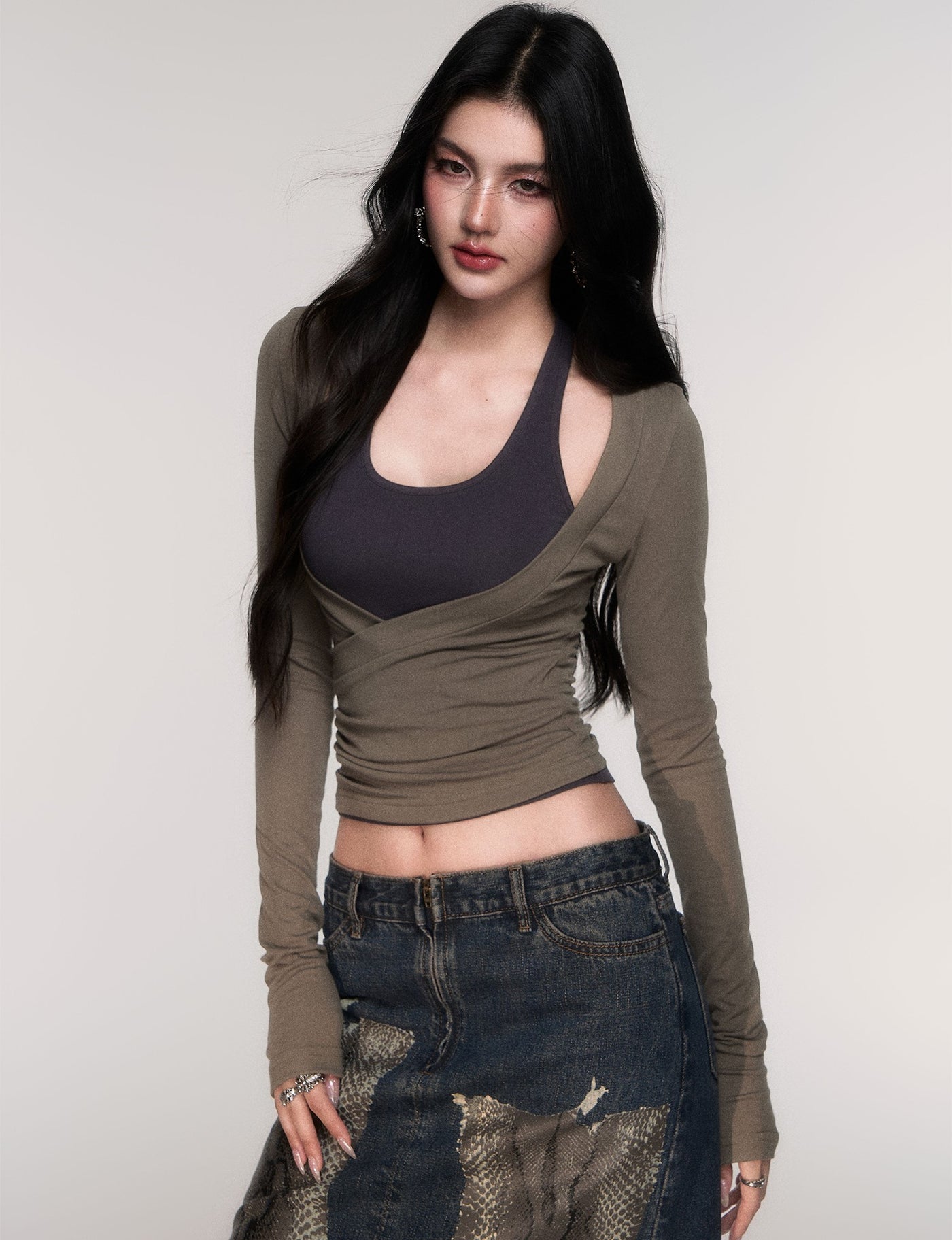 Two-Piece  Halter Neck T-Shirt LUL0204