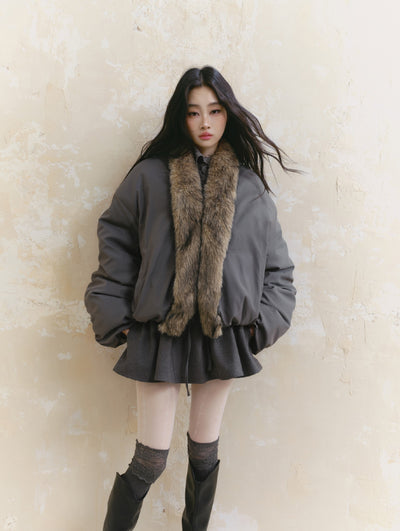 Perl Design Fur Collar Cotton Jacket SAL0091