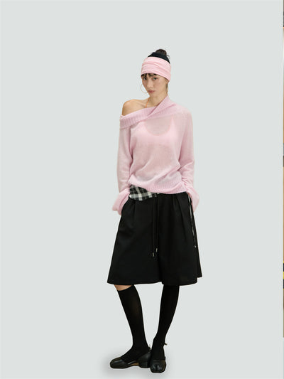 Drapey Plaid Cropped Pants CUR0246