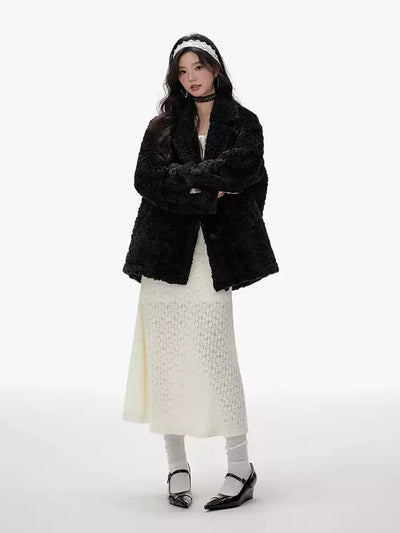 Retro Loose Furry Imitation Lamb Wool Warm Short Coat IMO0085