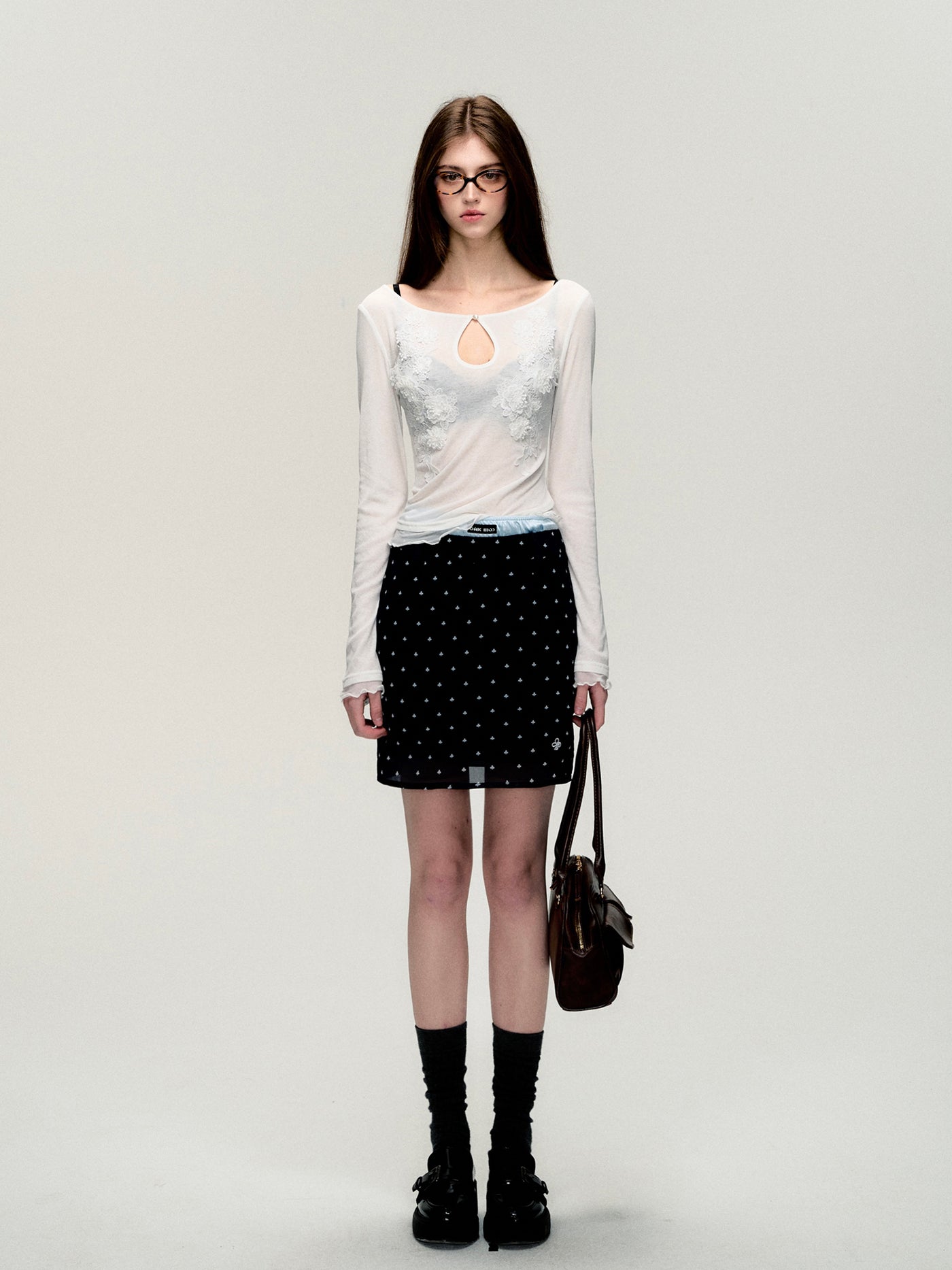 Polka Dot High Waist Slim Skirt OAK0203