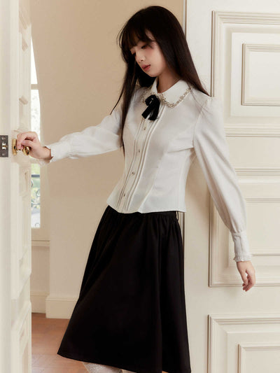 French Diamond Chain Shirt/Black Skirt FRA0256