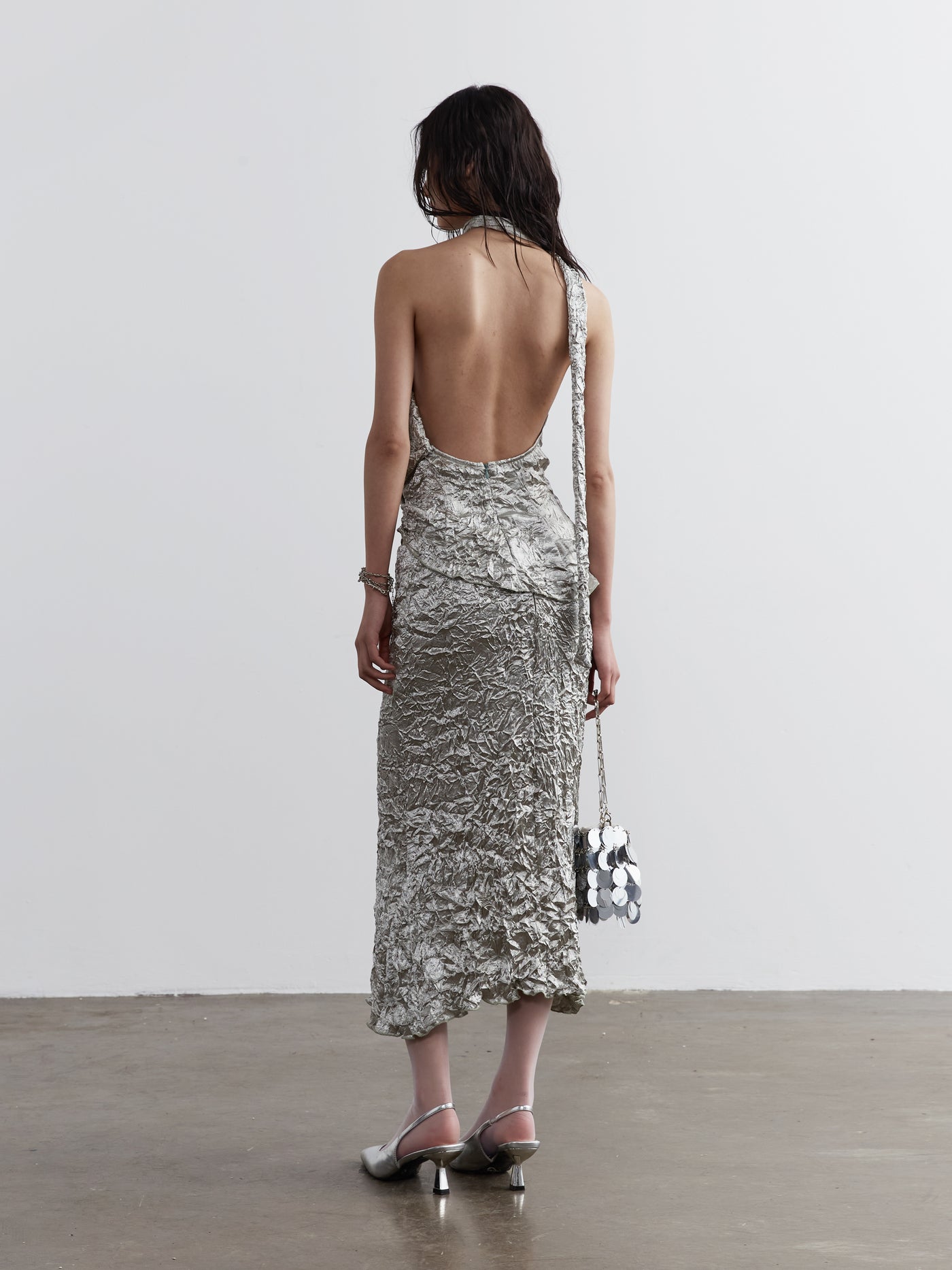 Metallic Satin Pressed Textured Two-piece Dress JNY0120
