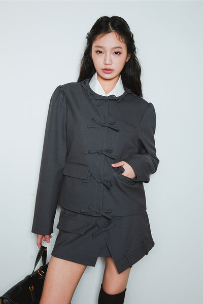 Bow Commuter Suit Puff Sleeve Jacket SEL0007