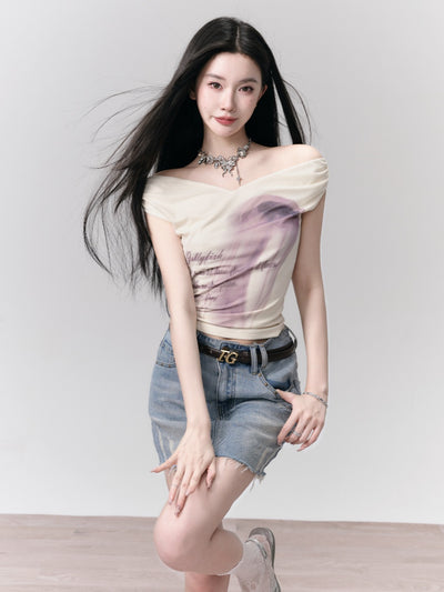 Jellyfish One-shoulder Neck T-shirt FRA0167