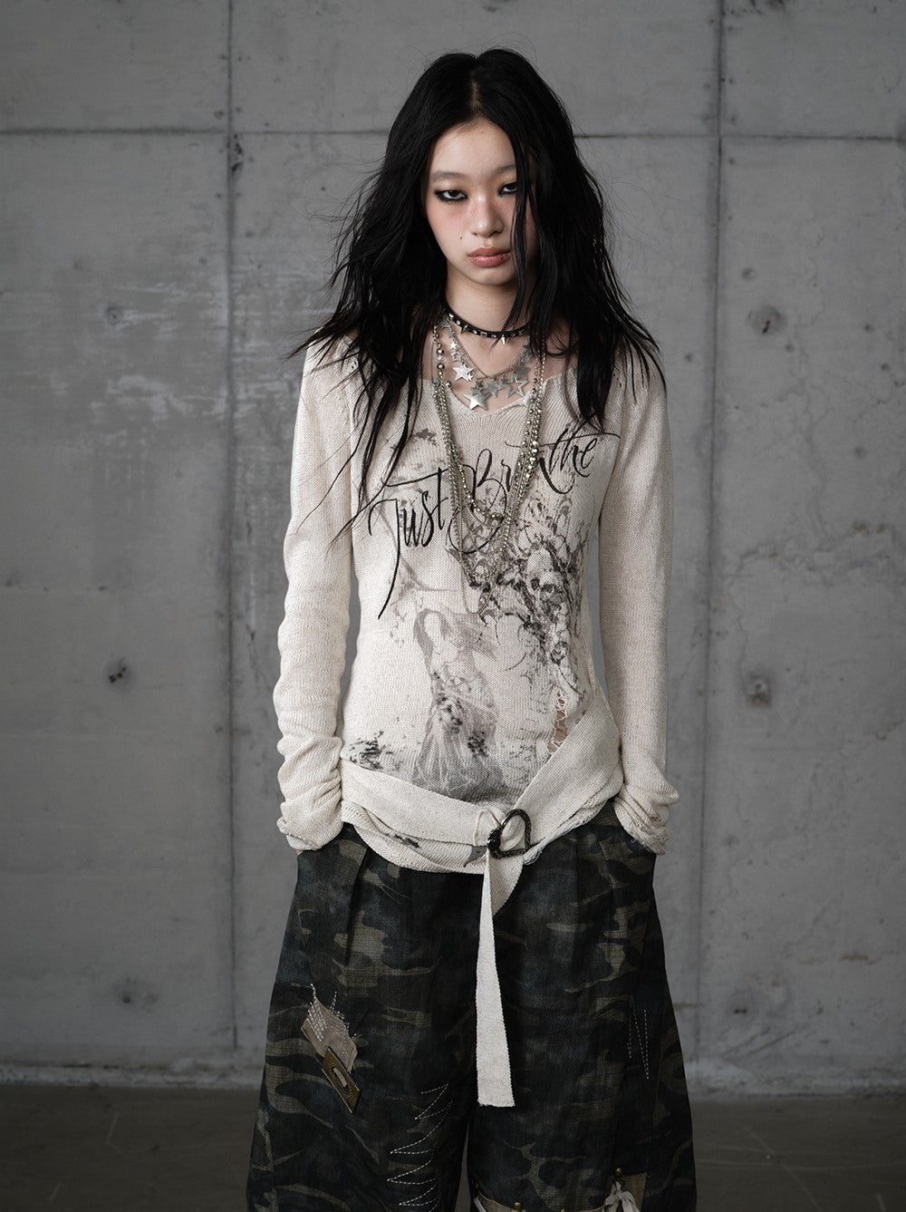 Punk Printed Slim V-Neck T-shirt NOR0204