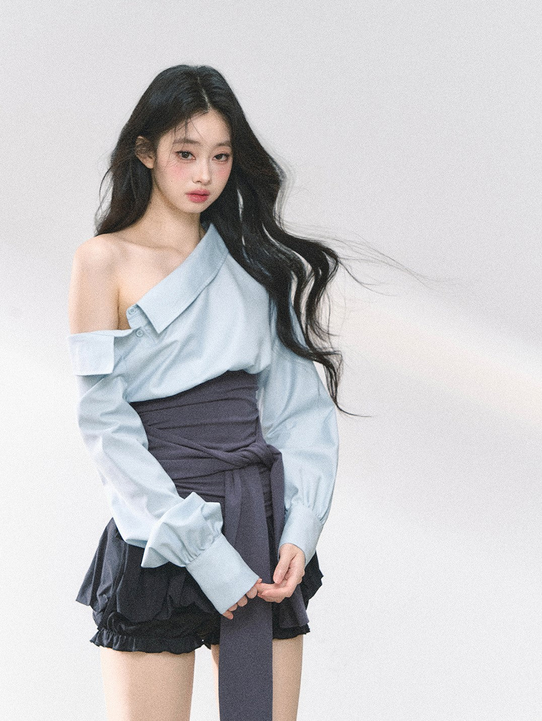 Oblique Shoulder Slim Shirt/Dress DIA0492