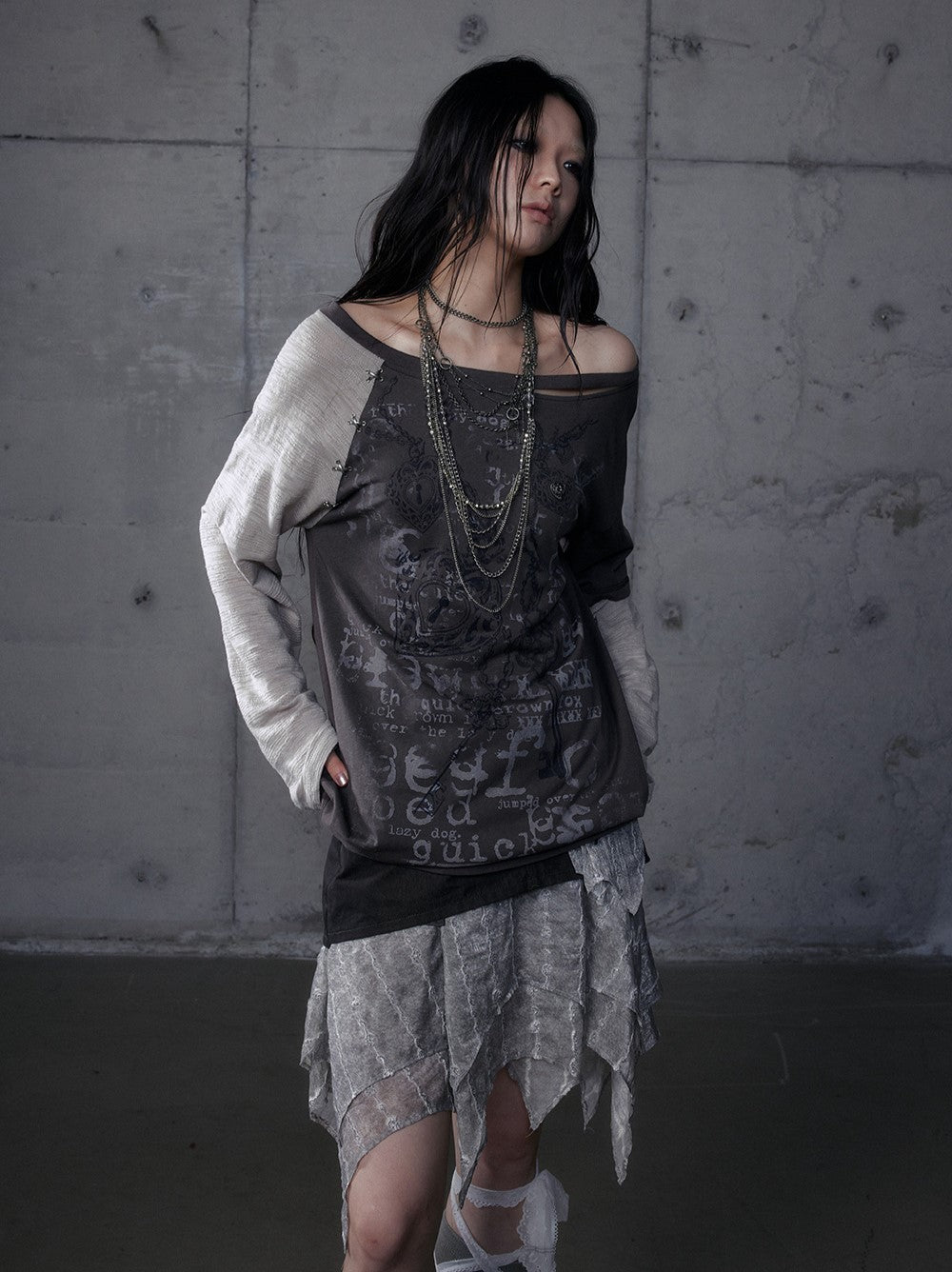 Punk One-shoulder Long-sleeved T-shirt NOR0192