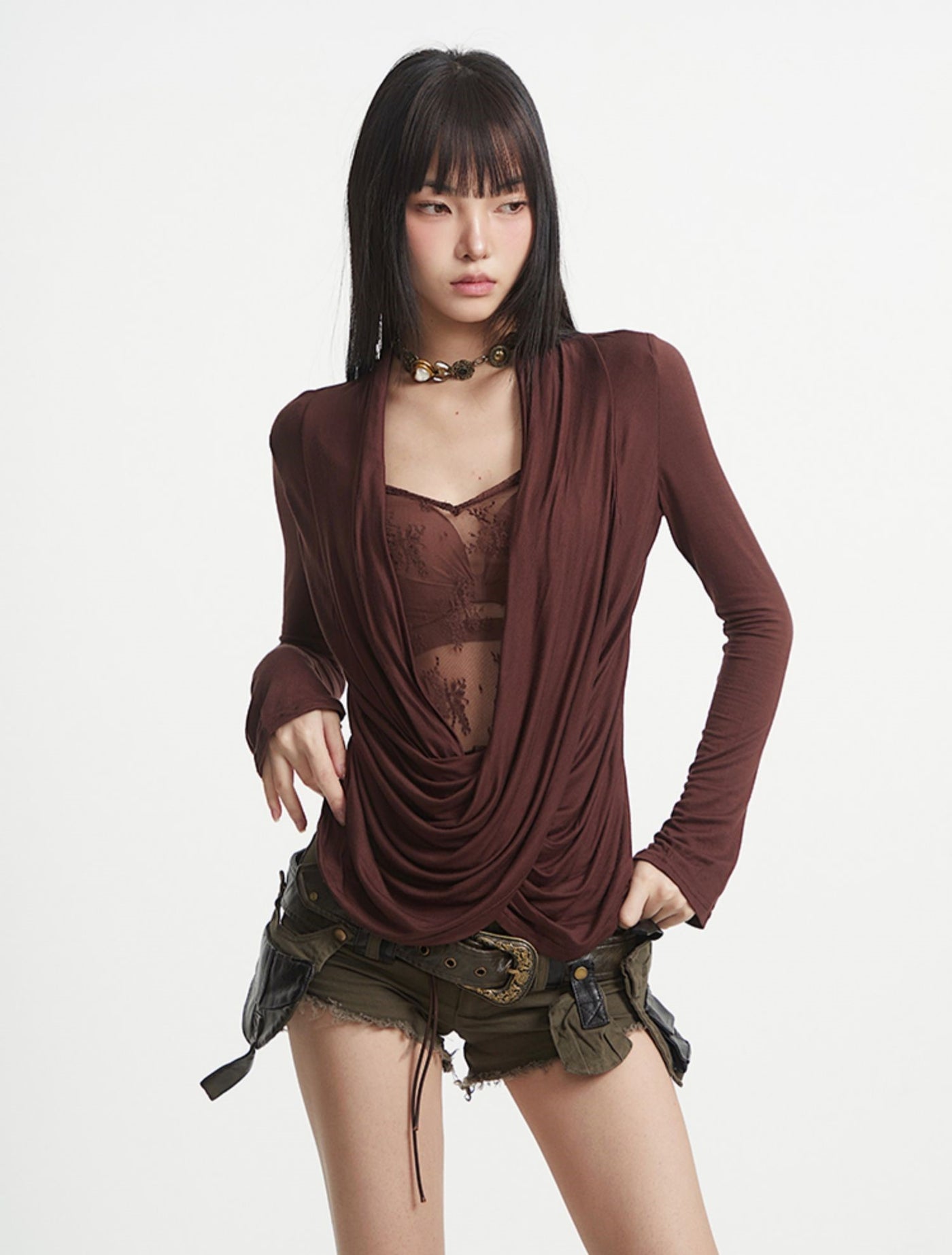 Lace Collar See-through Mesh Top UNC0256