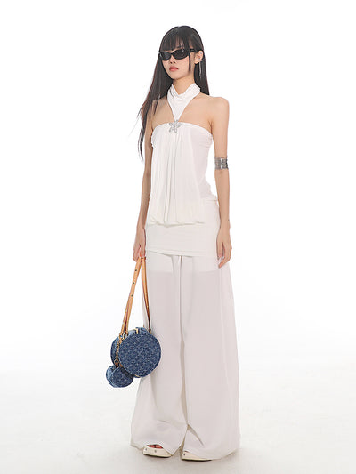 Halter Neck Star Brooch Camisole/Wide-leg Mopping Pants UNC0143