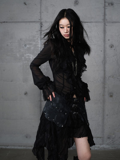 Punk Irregular Multi-layer Lace Skirt NOR0200