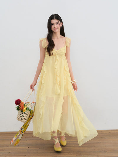 Small Flying Sleeves Ruffle Dress LAL0196