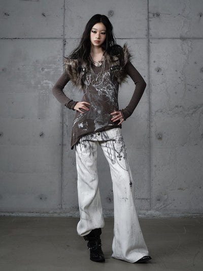 Chain Print Wide-leg  Jeans NOR0195