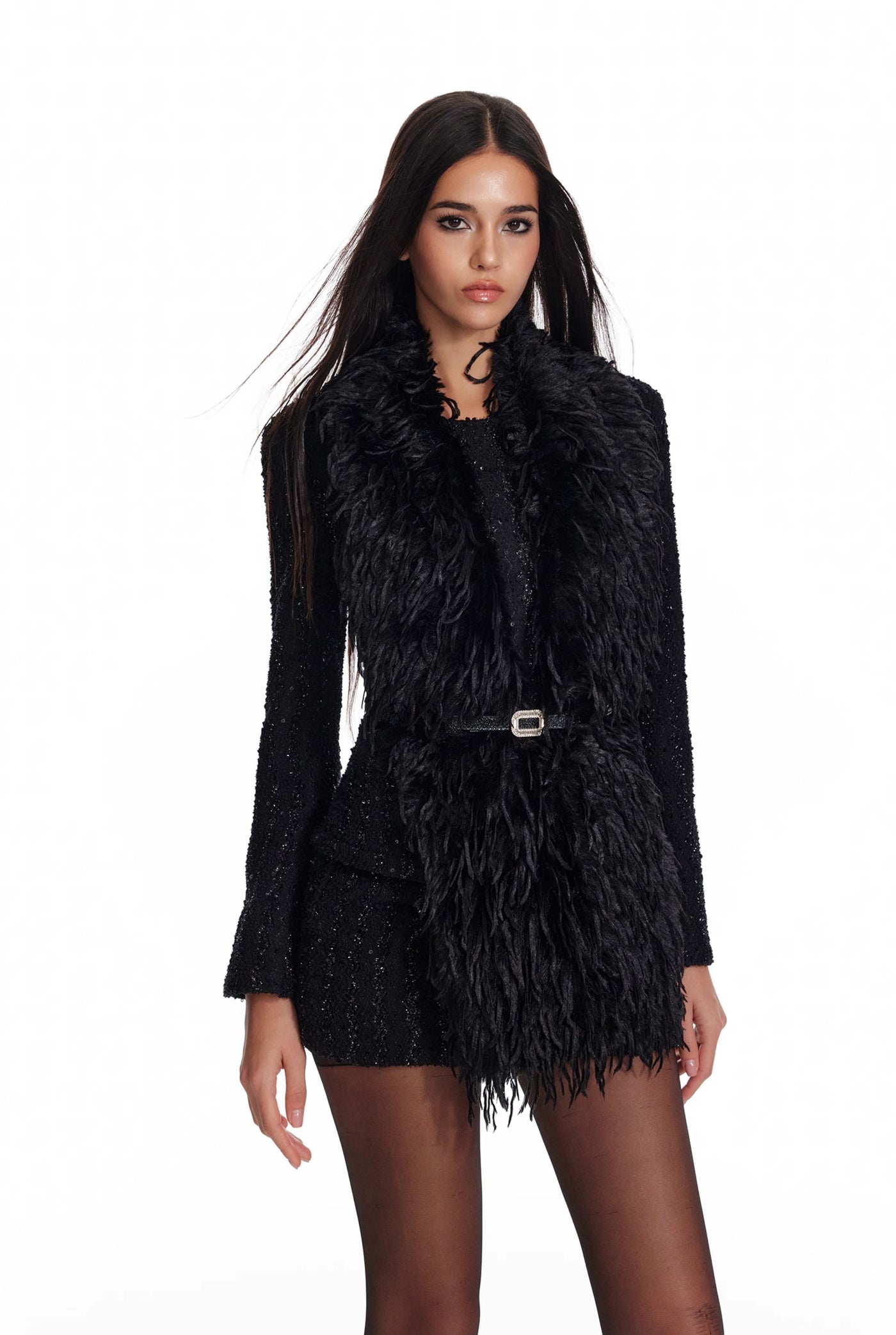 Detachable Fur Collar High-end Jacket/Suit Skirt 4MU0077