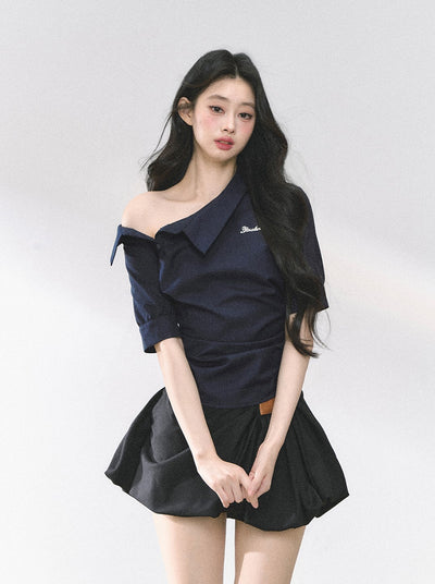 High-end French off-shoulder Shirt DIA0505