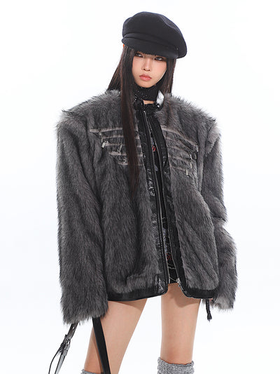 Niche High-end Zipper Design Fur Jacket UNC0198