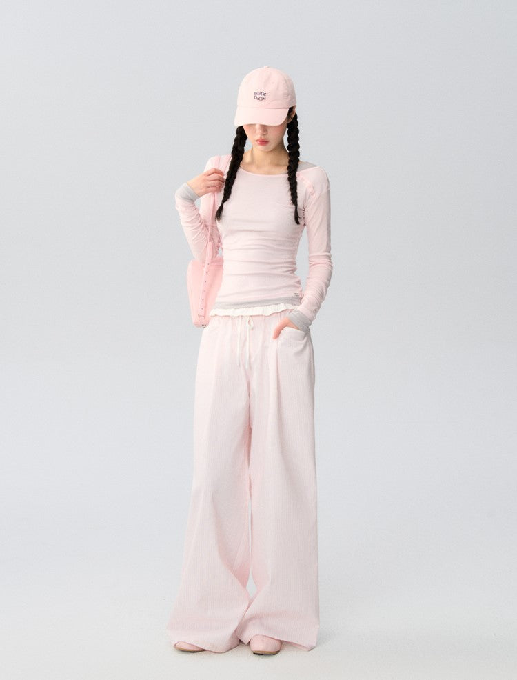 Drawstring Loose Casual Striped Pants LAL0168