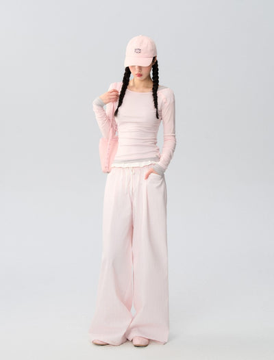 Drawstring Loose Casual Striped Pants LAL0168