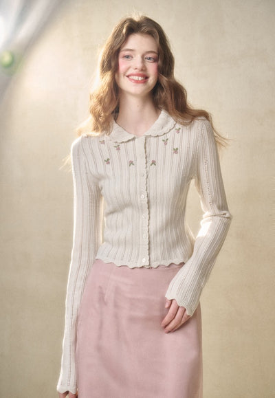 Flower Hollow Knit Cardigan/Camisole GRO0116