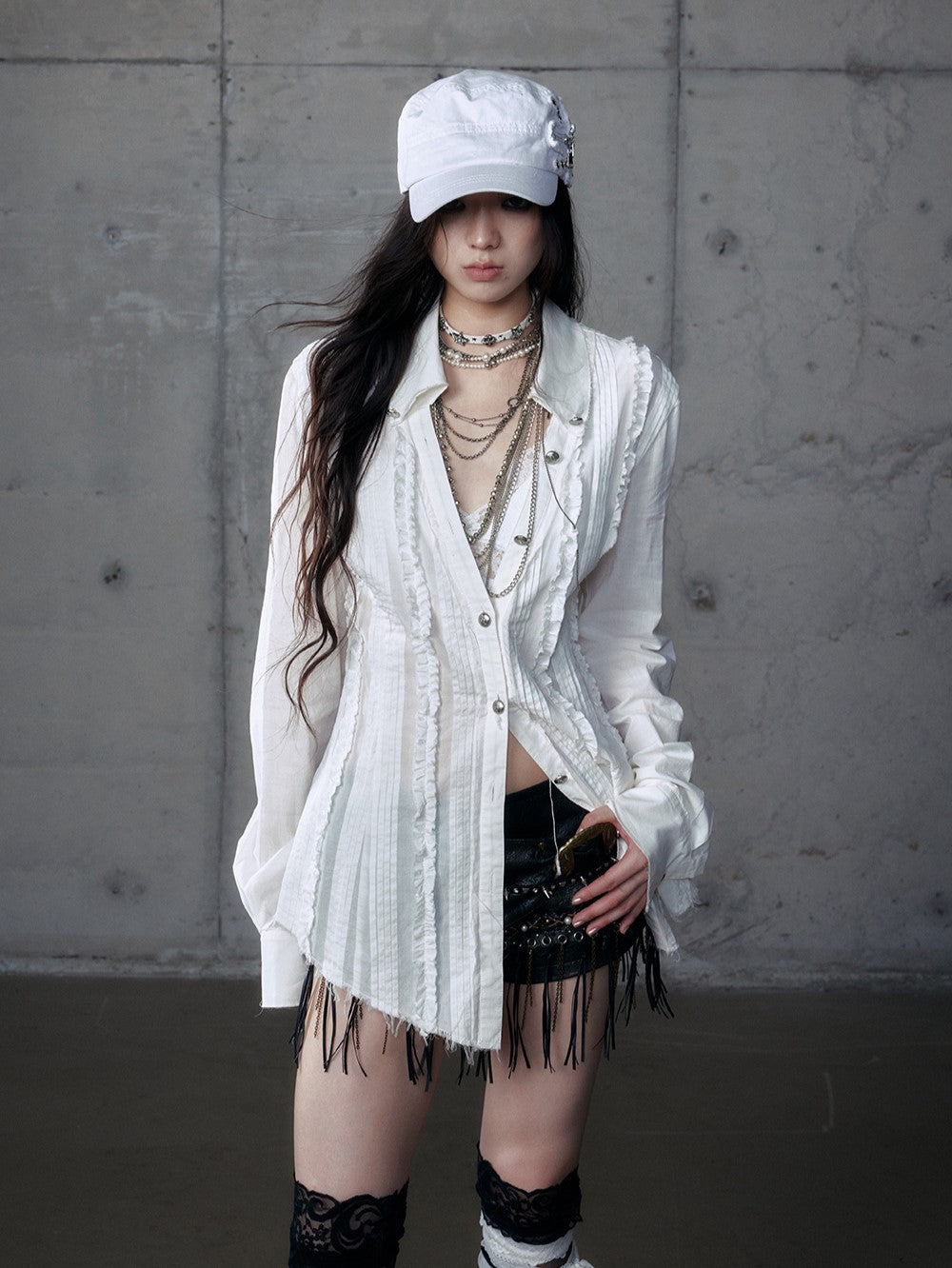 Lace V-neck Long/Short Sleeve Shirt NOR0185