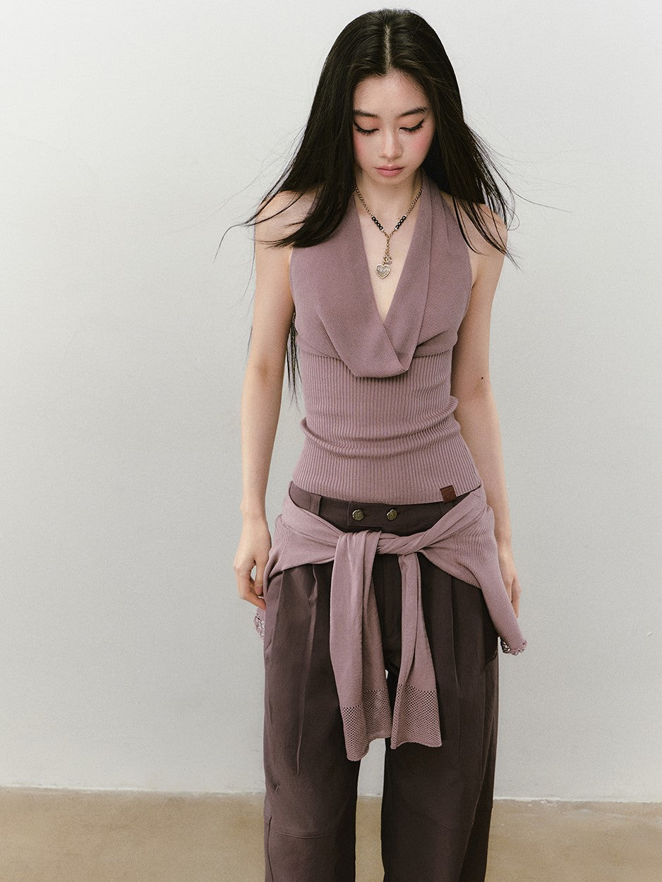 Knitted Swing Collar Top/Cardigan VIA0339