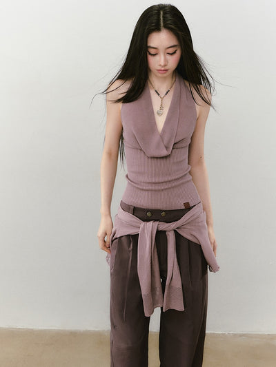 Knitted Swing Collar Top/Cardigan VIA0339