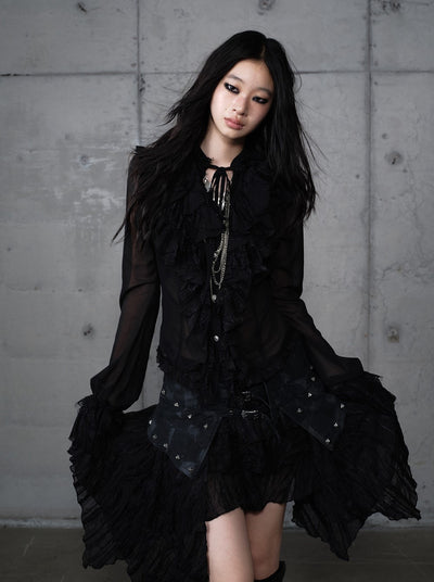 Punk Irregular Multi-layer Lace Skirt NOR0200