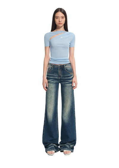Slanted Hollow Thin Long/Short Sleeve Top NOT0312