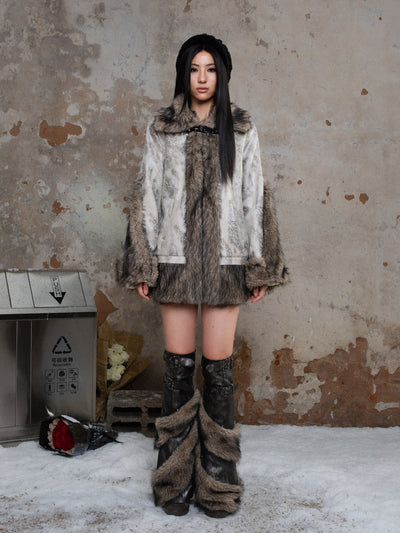 Punk Rock Mid-length Plus Velvet Fur Coat ARI0030