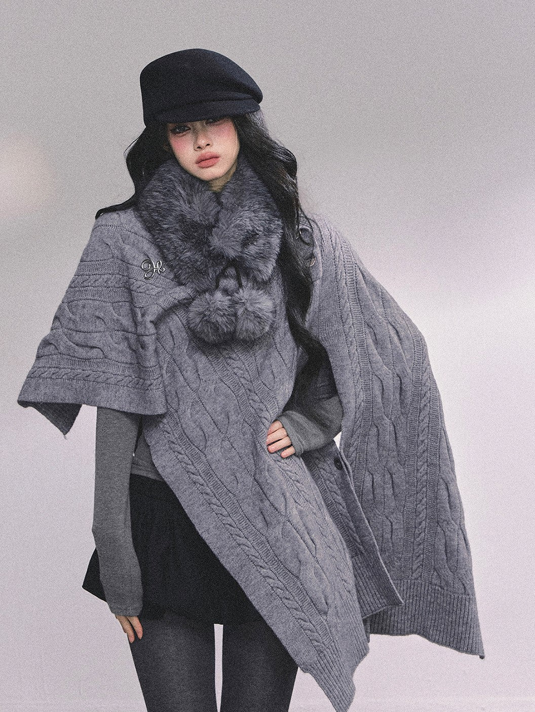 High-end French Knitted Cape DIA0617