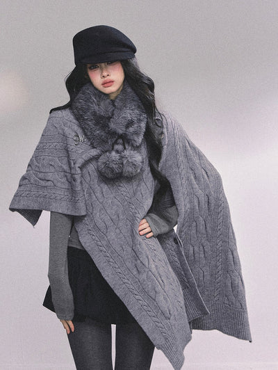 High-end French Knitted Cape DIA0617