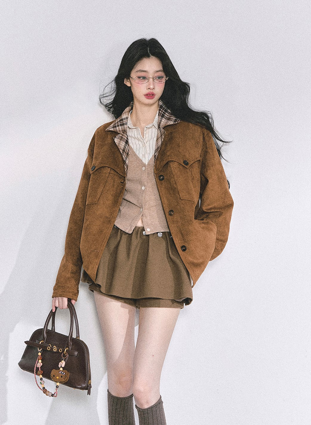 Brown Jacket/Plaid Skirt/Tutu Skirt/Top DIA0553