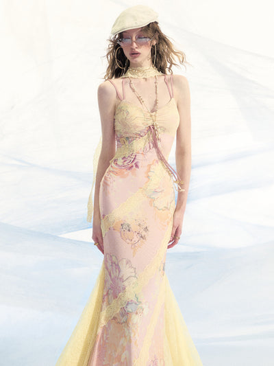 Romantic Print Lace Floral Dress OFA0230