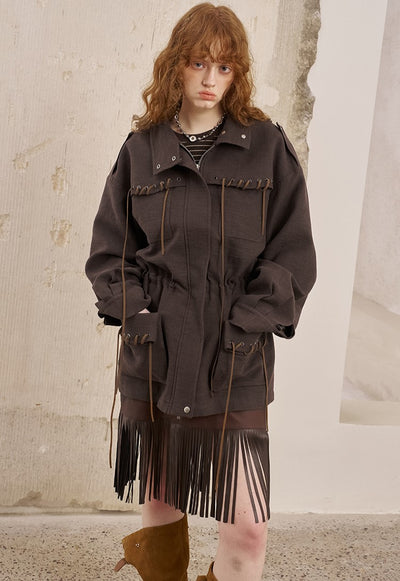 Pocket Drawstring Playful Jacket DID0229
