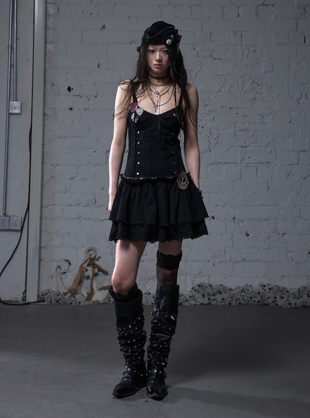 Punk Raw Edge Suspender Dress NOR0180