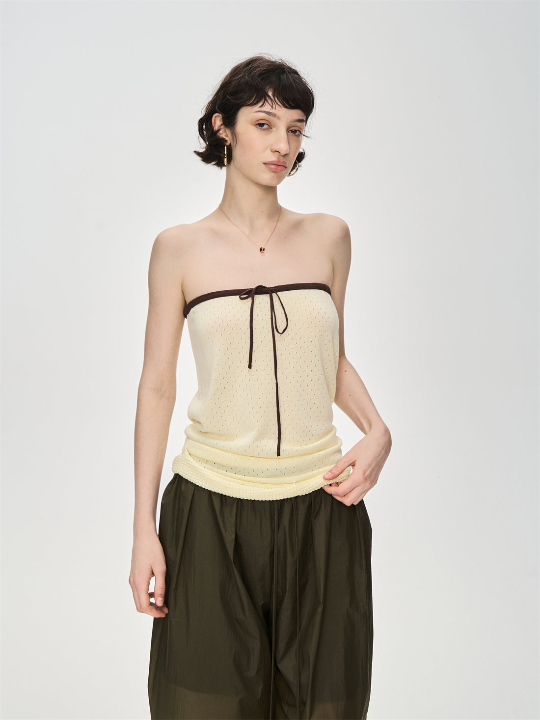 Drape Hem Mesh Camisole CUR0230