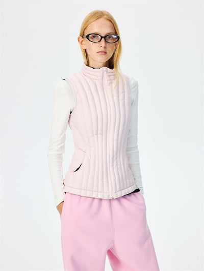 Quilted Lightweight Stand Collar Down Vest CUR0265