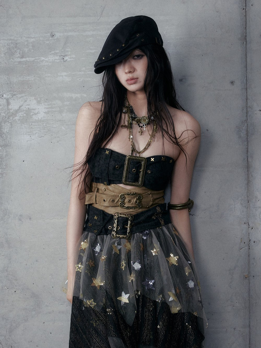 Punk Metal Irregular Leather Tube Top NOR0191