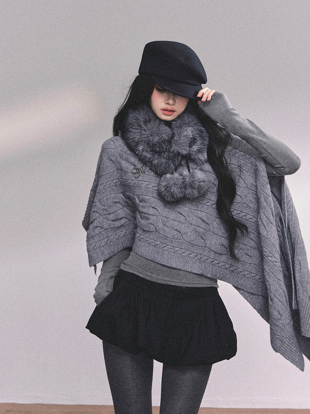 High-end French Knitted Cape DIA0617