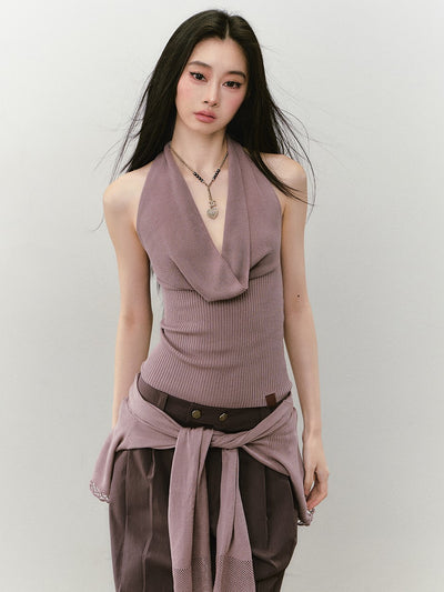 Knitted Swing Collar Top/Cardigan VIA0339