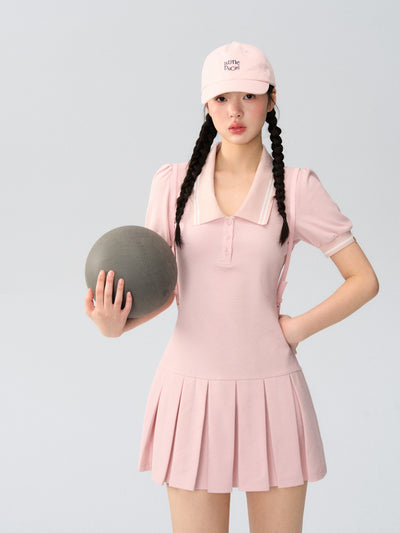 Puff Sleeve I-shaped Dress LAL0176