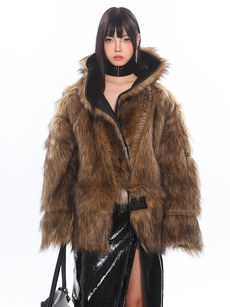 High-end Double-sided Suede Lapel Fur Coat UNC0182