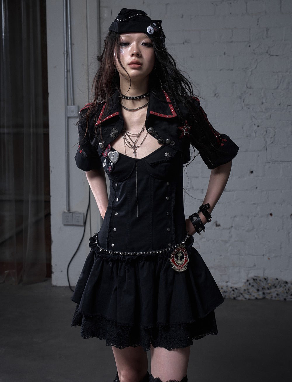 Punk Short-sleeved Short Shirt Jacket NOR0179