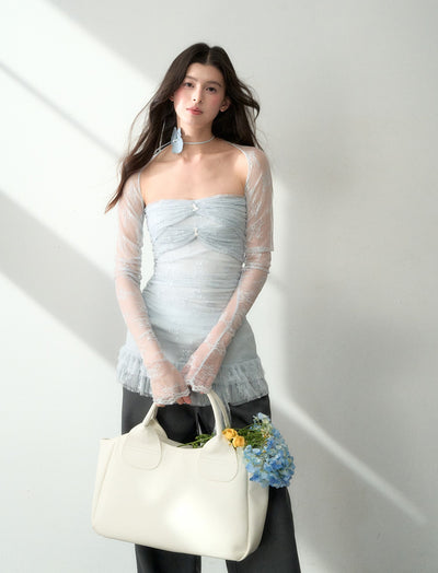 Lace Irregular Tube Top+Shawl LAL0190