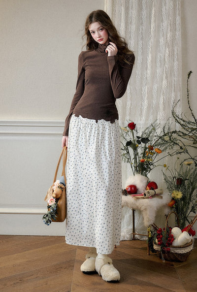 Blueberry Natural Cotton High Waist Long Skirt GRO0083