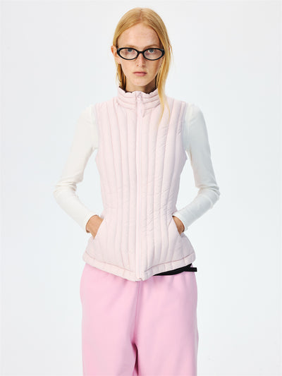 Quilted Lightweight Stand Collar Down Vest CUR0265