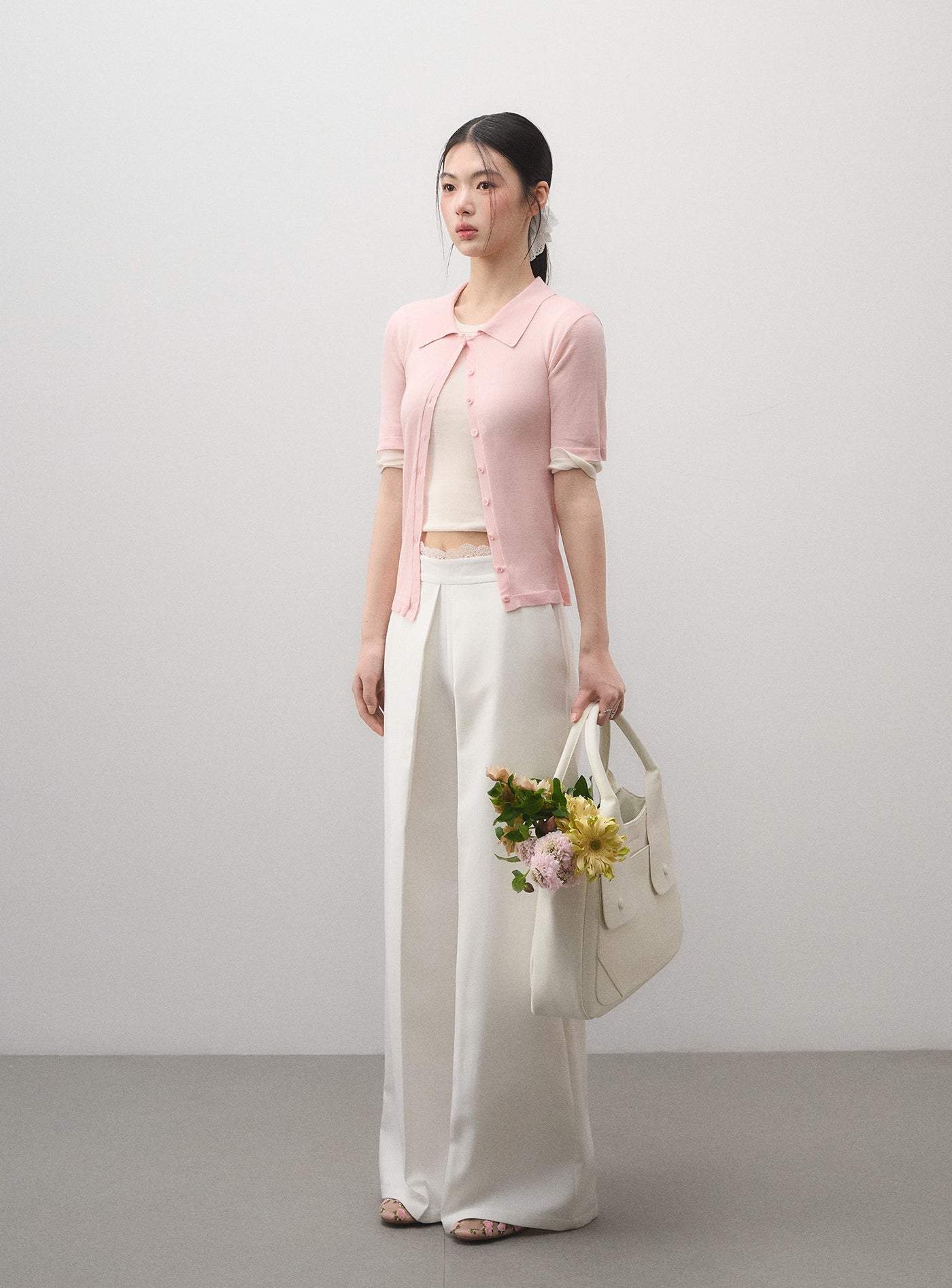 Lace Waist Straight Suit Pants LAL0177