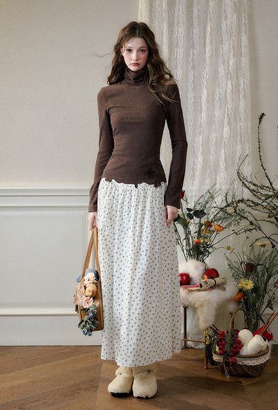 Blueberry Natural Cotton High Waist Long Skirt GRO0083