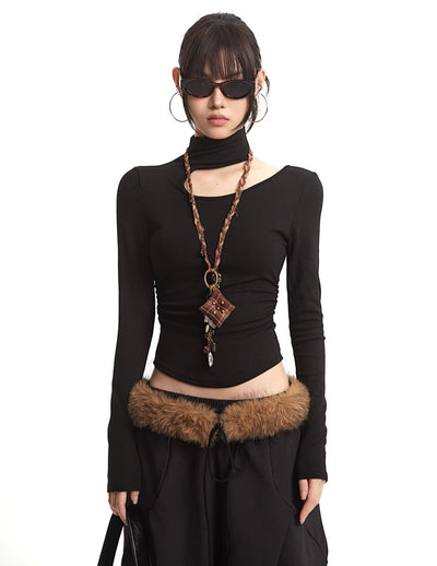 Slim Irregular Cut Long Sleeves T-Shirt UNC0311